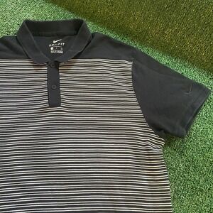 Nike Mens Performance Golf Shirt Black / White Striped Size Small